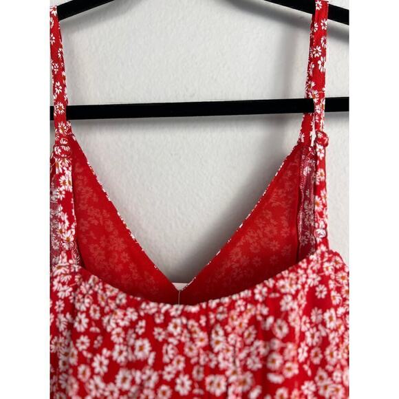 Madewell Women's V-Neck Cami Tank in Red Ditsy Floral Size 6 - Picture 8 of 11